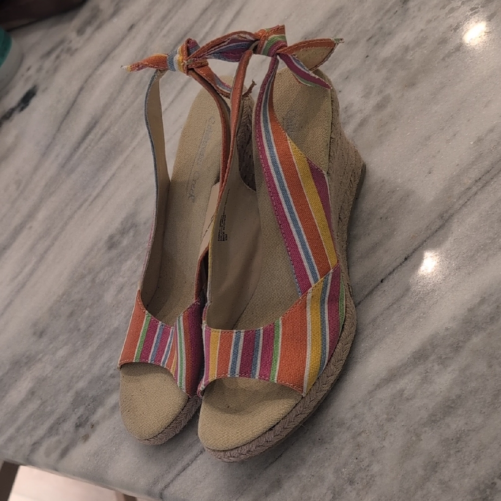 Coldwater Creek Colorful Striped Espadrilles